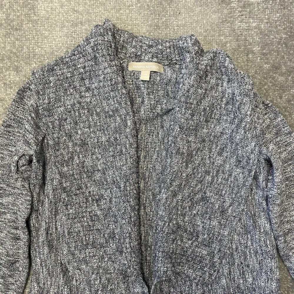 Banana Republic Cardigan Womens Medium Navy Blue White Sweater Casual Knit Shawl
